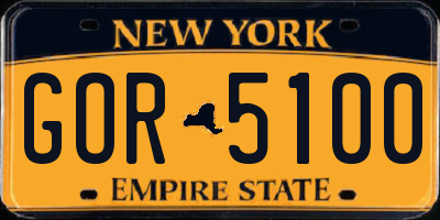 NY license plate GOR5100