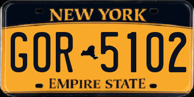 NY license plate GOR5102