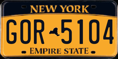 NY license plate GOR5104
