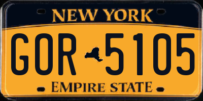 NY license plate GOR5105