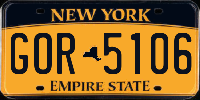 NY license plate GOR5106