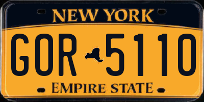 NY license plate GOR5110