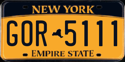 NY license plate GOR5111