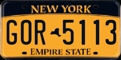 NY license plate GOR5113