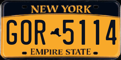 NY license plate GOR5114