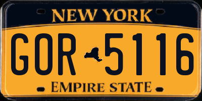 NY license plate GOR5116