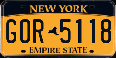NY license plate GOR5118
