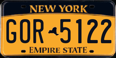 NY license plate GOR5122