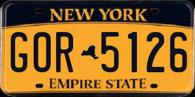 NY license plate GOR5126