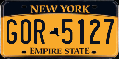 NY license plate GOR5127