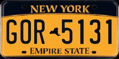NY license plate GOR5131