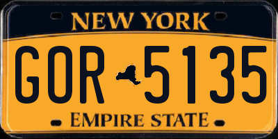 NY license plate GOR5135