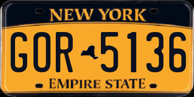 NY license plate GOR5136