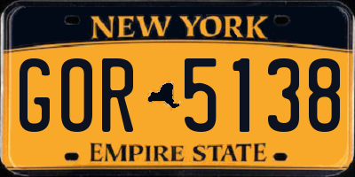 NY license plate GOR5138