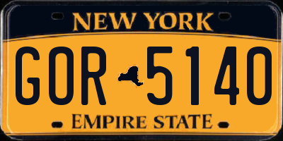 NY license plate GOR5140