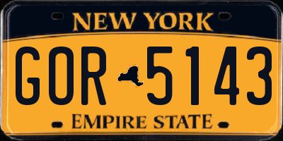 NY license plate GOR5143