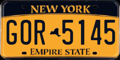 NY license plate GOR5145