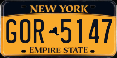 NY license plate GOR5147