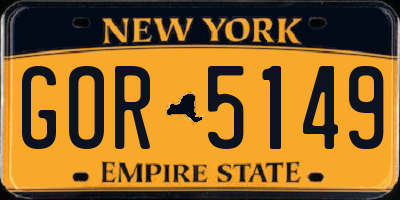 NY license plate GOR5149