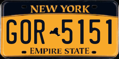 NY license plate GOR5151