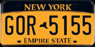 NY license plate GOR5155