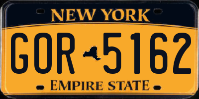 NY license plate GOR5162