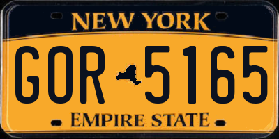 NY license plate GOR5165