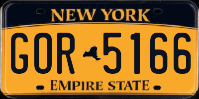 NY license plate GOR5166