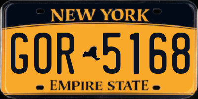 NY license plate GOR5168