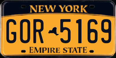NY license plate GOR5169