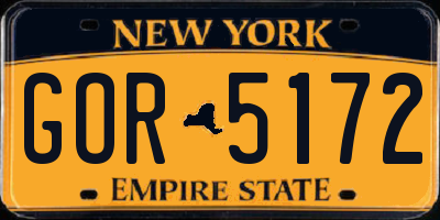 NY license plate GOR5172