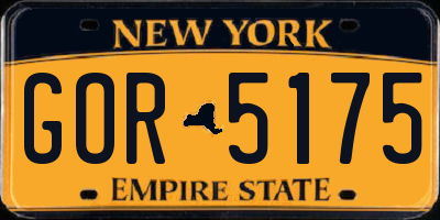 NY license plate GOR5175
