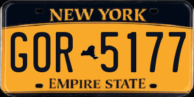 NY license plate GOR5177