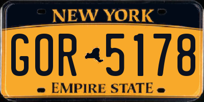 NY license plate GOR5178