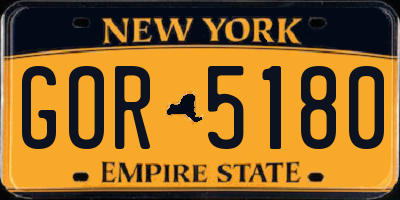NY license plate GOR5180