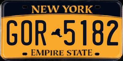 NY license plate GOR5182