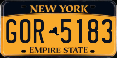 NY license plate GOR5183