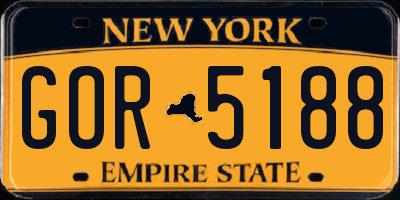NY license plate GOR5188