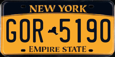 NY license plate GOR5190