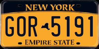 NY license plate GOR5191