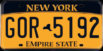 NY license plate GOR5192