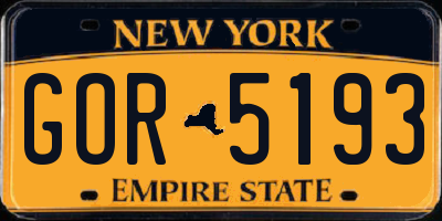 NY license plate GOR5193