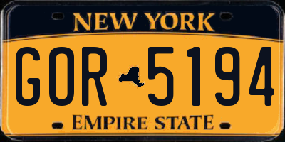 NY license plate GOR5194