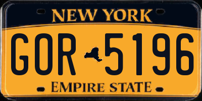 NY license plate GOR5196