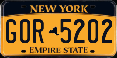 NY license plate GOR5202