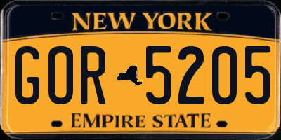 NY license plate GOR5205
