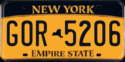 NY license plate GOR5206