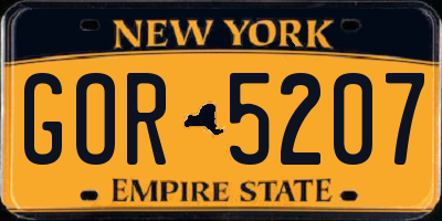 NY license plate GOR5207