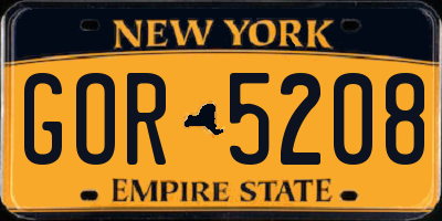 NY license plate GOR5208