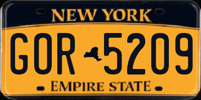 NY license plate GOR5209